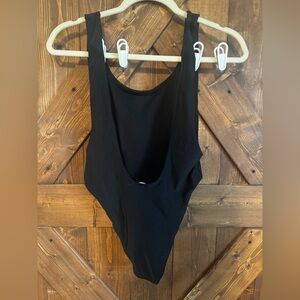 aerie Black Scoop One-Piece Swim Bodysuit